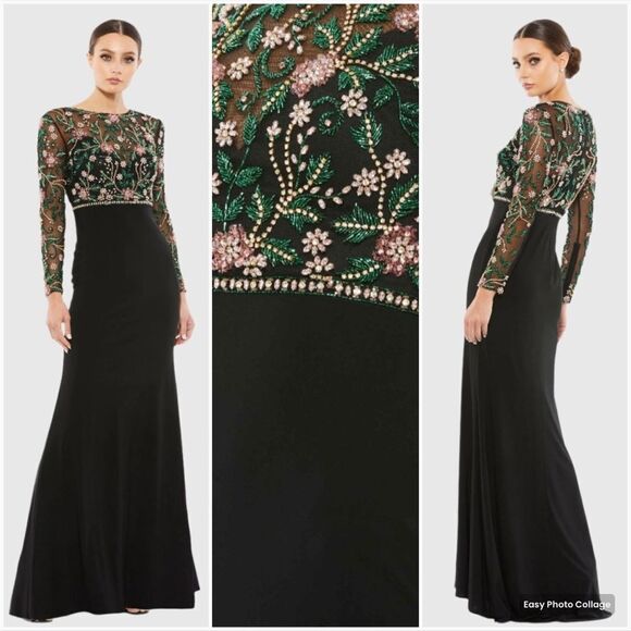 Mac Duggal 67870 Womens BEADED ILLUSION HIGH NECK TRUMPET GOWN - Picture 1 of 14